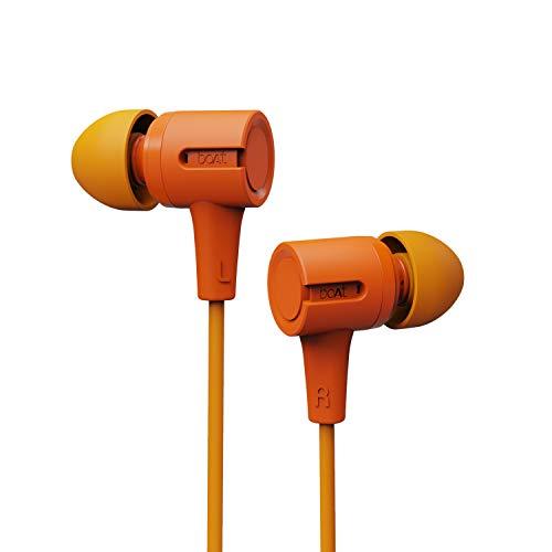 boat bassheads 102 wired in ear earphones with mic (mint orange)