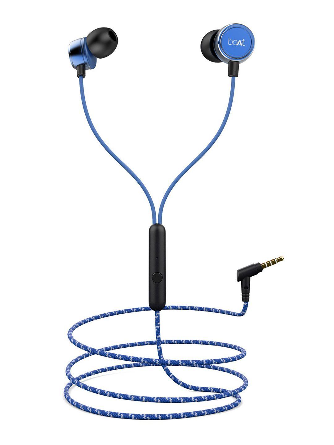 boat bassheads 172 blue braided wired earphones with enhanced bass & metal finish