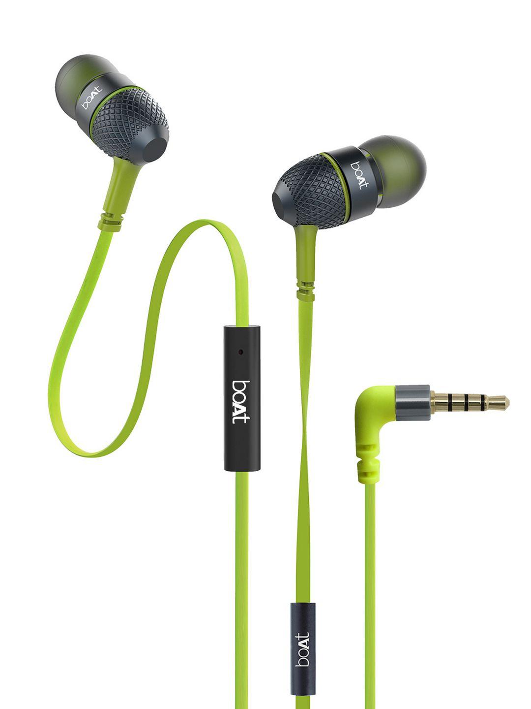 boat bassheads 220 m lime tangle-free wired earphones with enhanced bass & metal finish