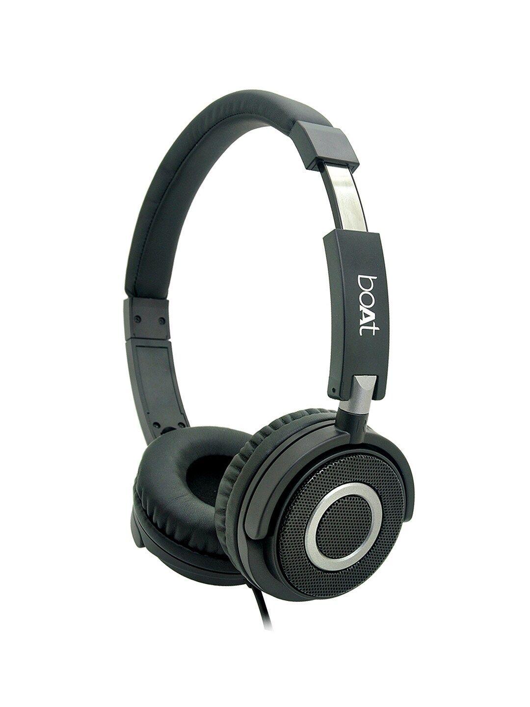boat bassheads 900 black wired headset with enhanced bass & lightweight foldable design