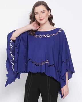boat neck 3/4th sleeves poncho