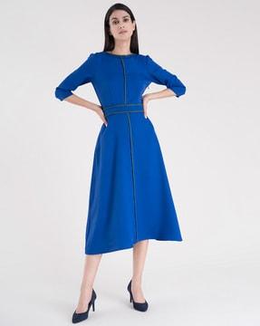 boat-neck a-line dress