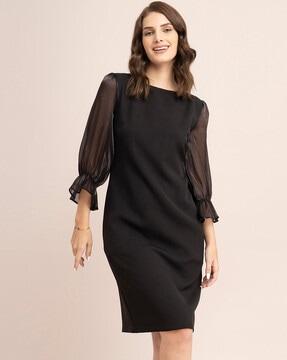 boat-neck a-line dress