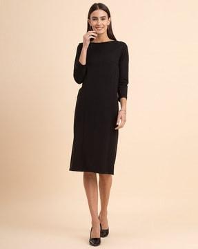 boat-neck a-line dress