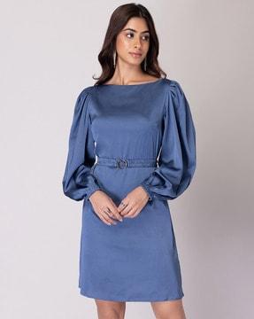 boat-neck a-line dress