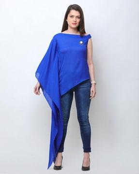 boat neck asymmetric tunic