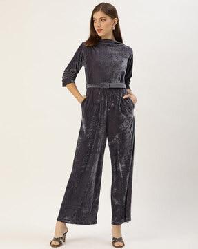 boat-neck belted jumpsuit