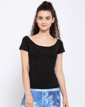 boat-neck cotton top