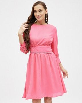 boat-neck fit & flare dress