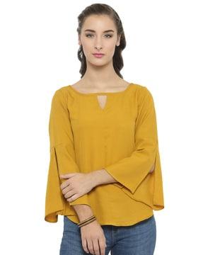boat-neck relaxed fit top