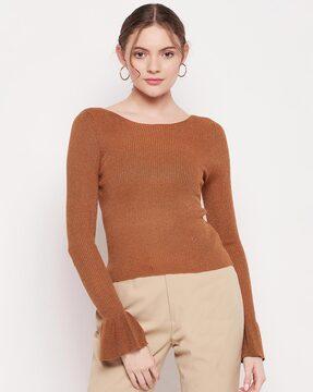 boat-neck ribbed top