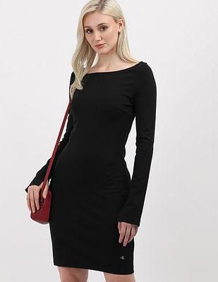 boat neck sculpted milano bodycon dress