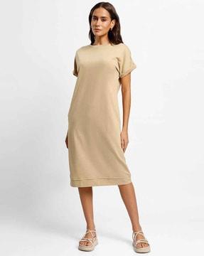 boat-neck shift dress