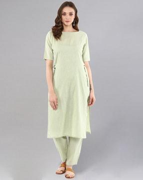 boat-neck straight kurta set