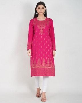 boat-neck straight kurta