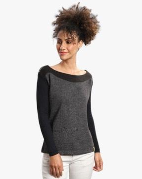 boat-neck sweatshirt