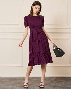 boat-neck tiered dress