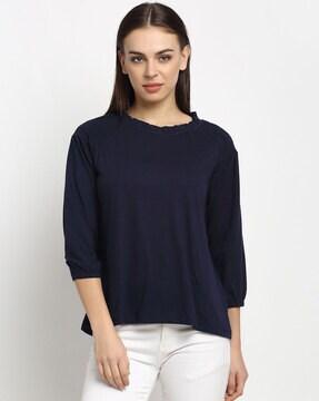 boat neck top with 3/4th sleeves