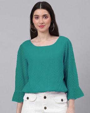 boat-neck top with bell sleeves