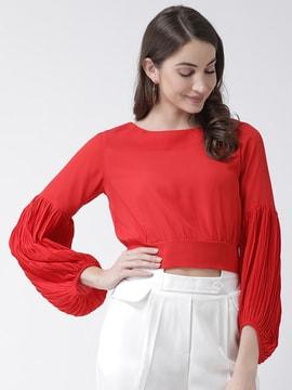 boat-neck top with cuffed sleeves