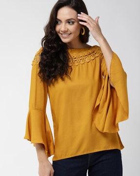 boat-neck top with flounce sleeves