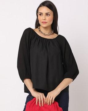 boat-neck top with raglan sleeves