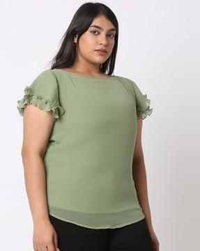 boat-neck top with ribbed hem