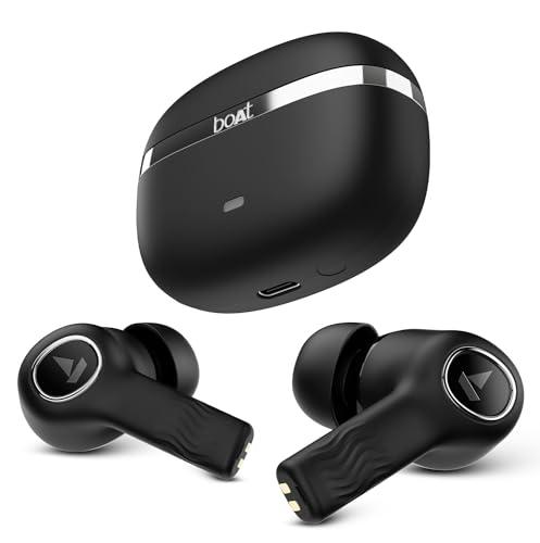 boat nirvana ion tws earbuds with 120 hrs playback(24hrs/charge), crystal bionic sound with dual eq modes, quad mics enx™ technology, low latency(60ms), in ear detection(charcoal black)