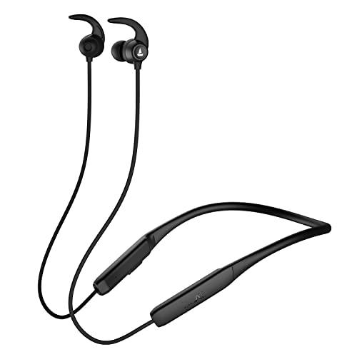 boat rockerz 255 neo in-ear bluetooth neckband with mic with enx tech, smart magnetic buds, asap charge, upto 25 hours playback, 12mm drivers, beast mode, dual pairing (active black)