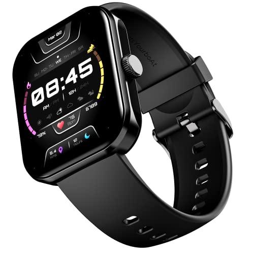 boat ultima call max smart watch with 2" big hd display, advanced bt calling, 100+ sports modes, 10 days battery life, multiple watch faces, ip68, hr & spo2, sedentary alerts(active black)