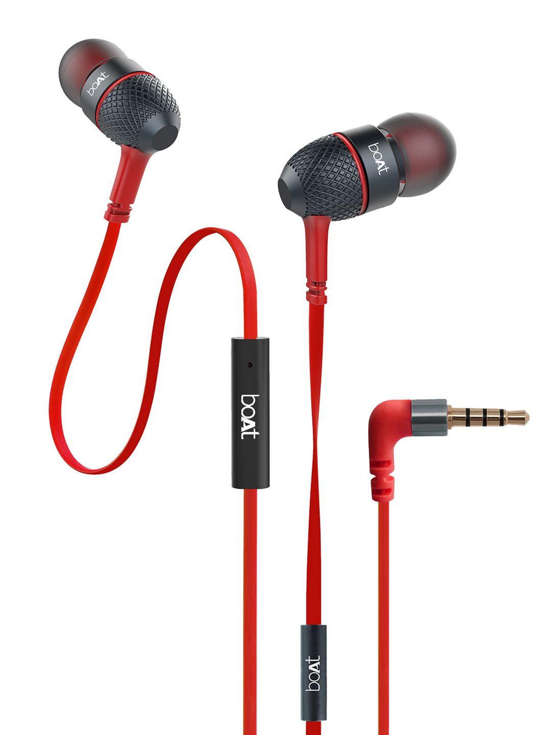 boat unisex red bassheads 220 super extra bass wired in-ear headphones with mic