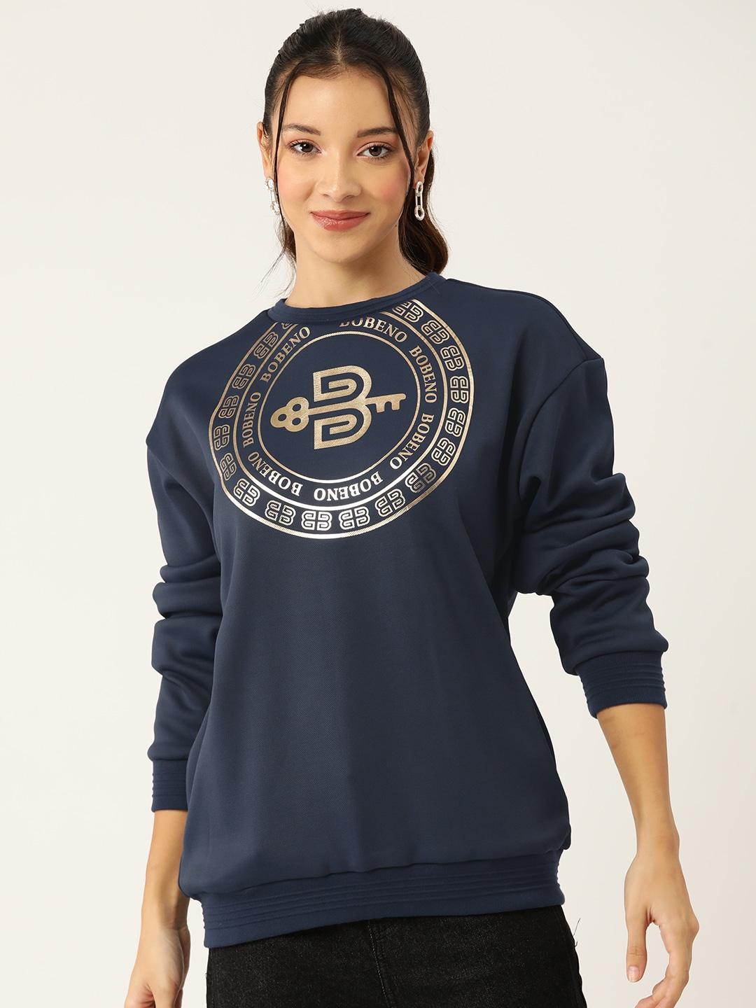 bobeno milano brand logo printed fleece longline sweatshirt