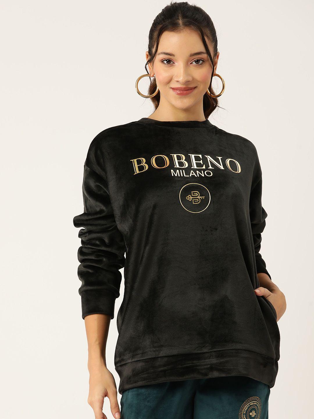 bobeno milano typography printed velvet longline sweatshirt