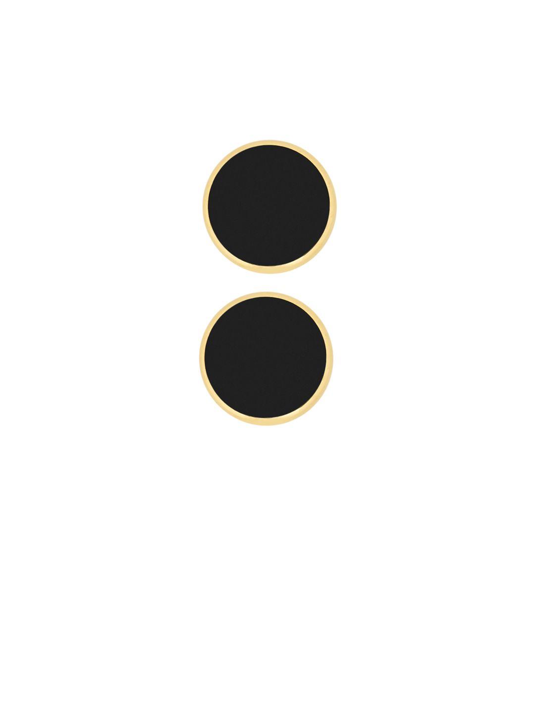 bodha gold- plated black round cufflinks
