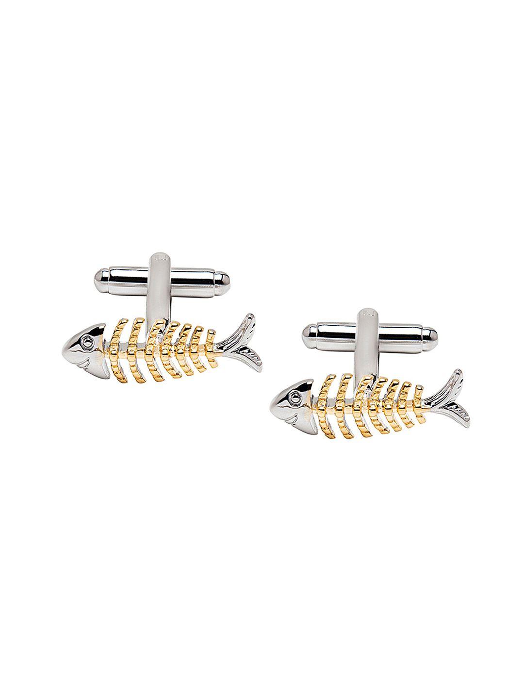 bodha gold-toned & silver-plated quirky cufflink