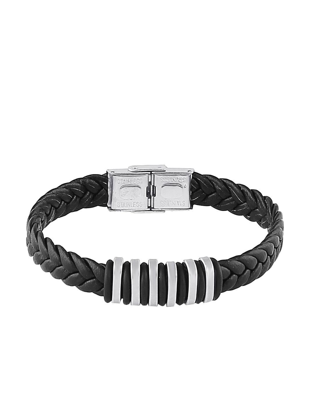 bodha men black leather cuff bracelet