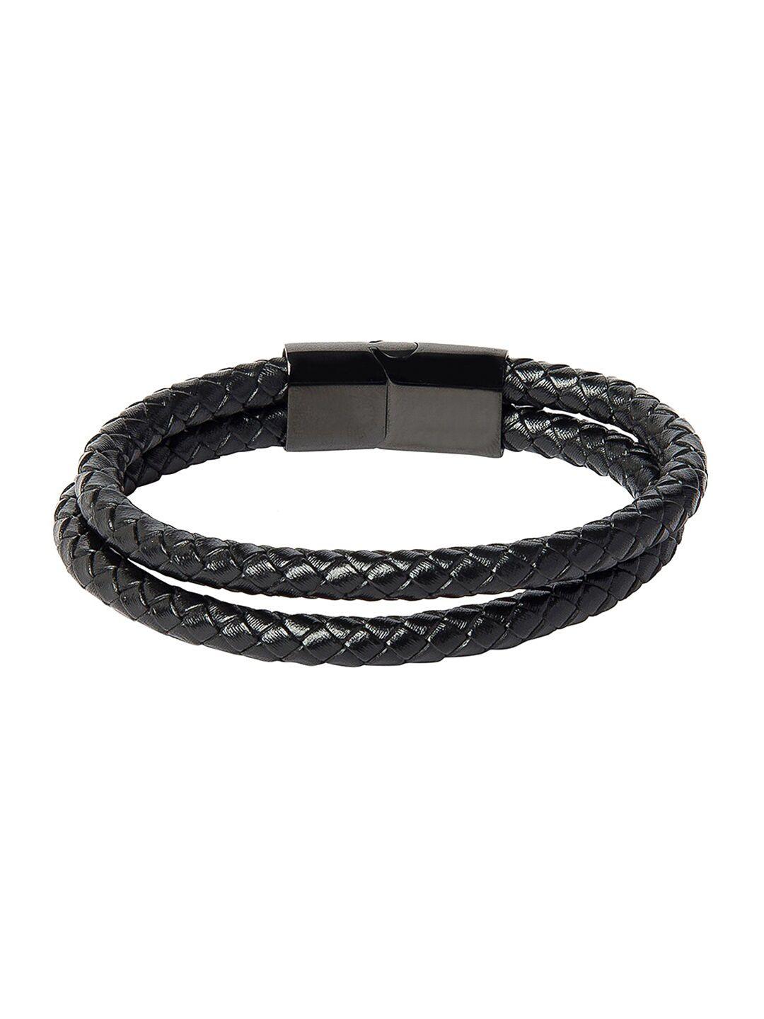 bodha men black multistrand leather bracelet