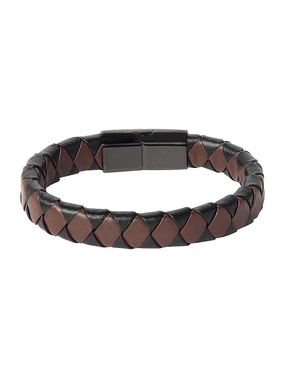 bodha men brown & black leather bracelet