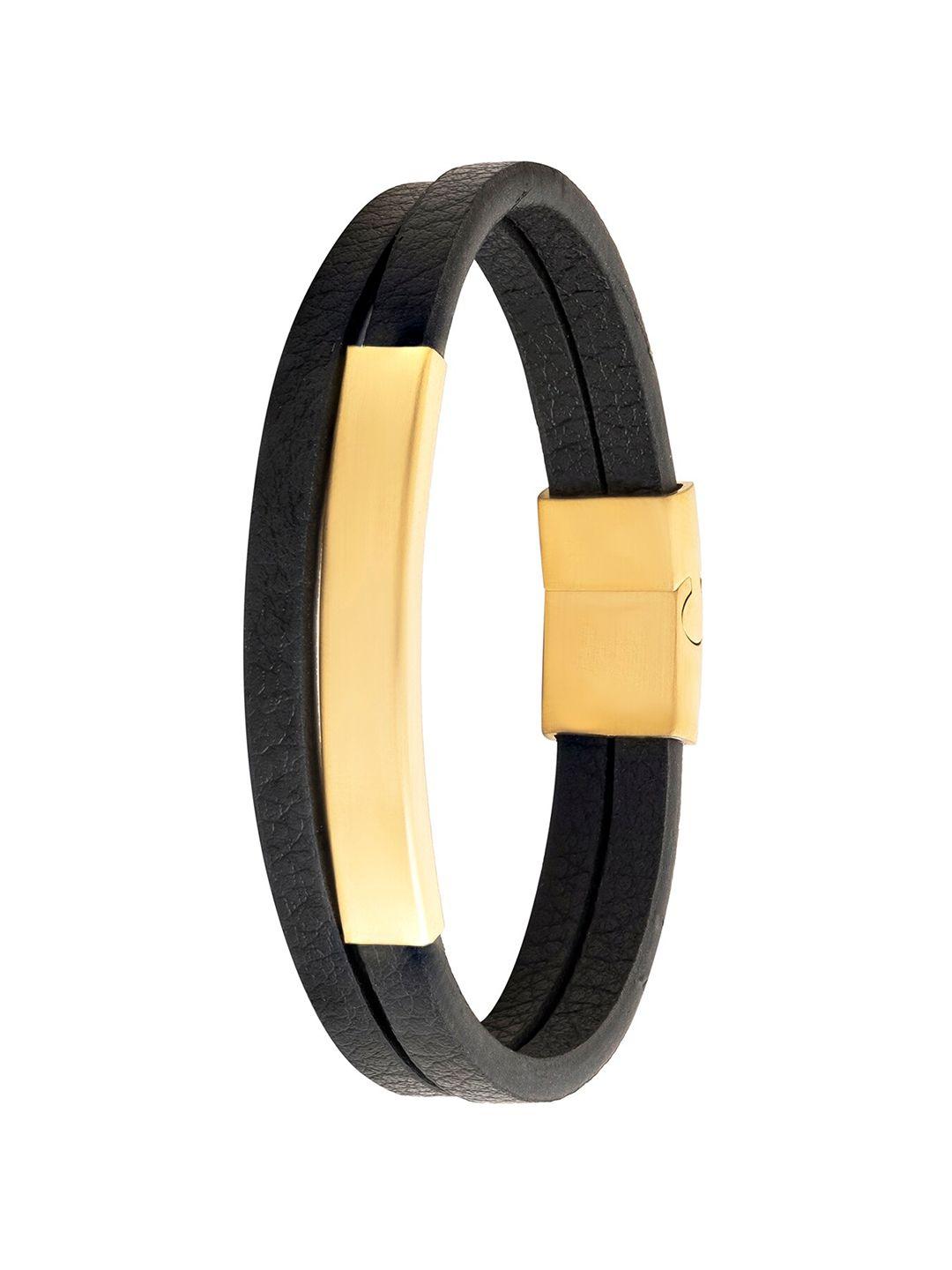 bodha men gold-plated leather multistrand bracelet