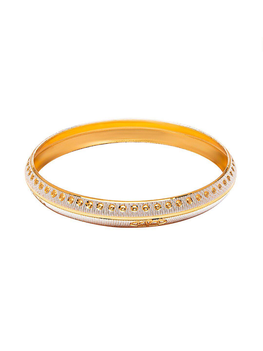 bodha men gold-toned & silver-toned brass gold-plated kada bracelet