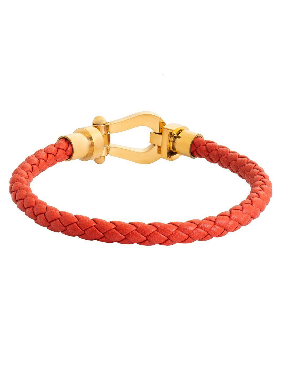 bodha men leather gold-plated wraparound bracelet