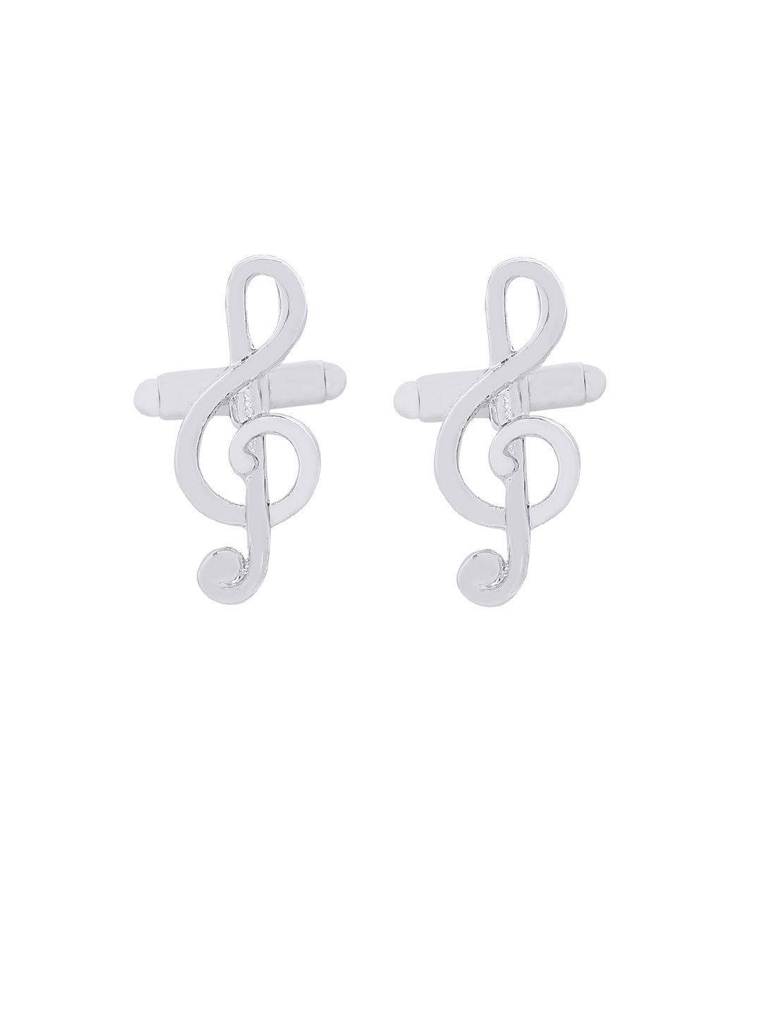 bodha rhodium-plated musical symbol shaped cufflinks