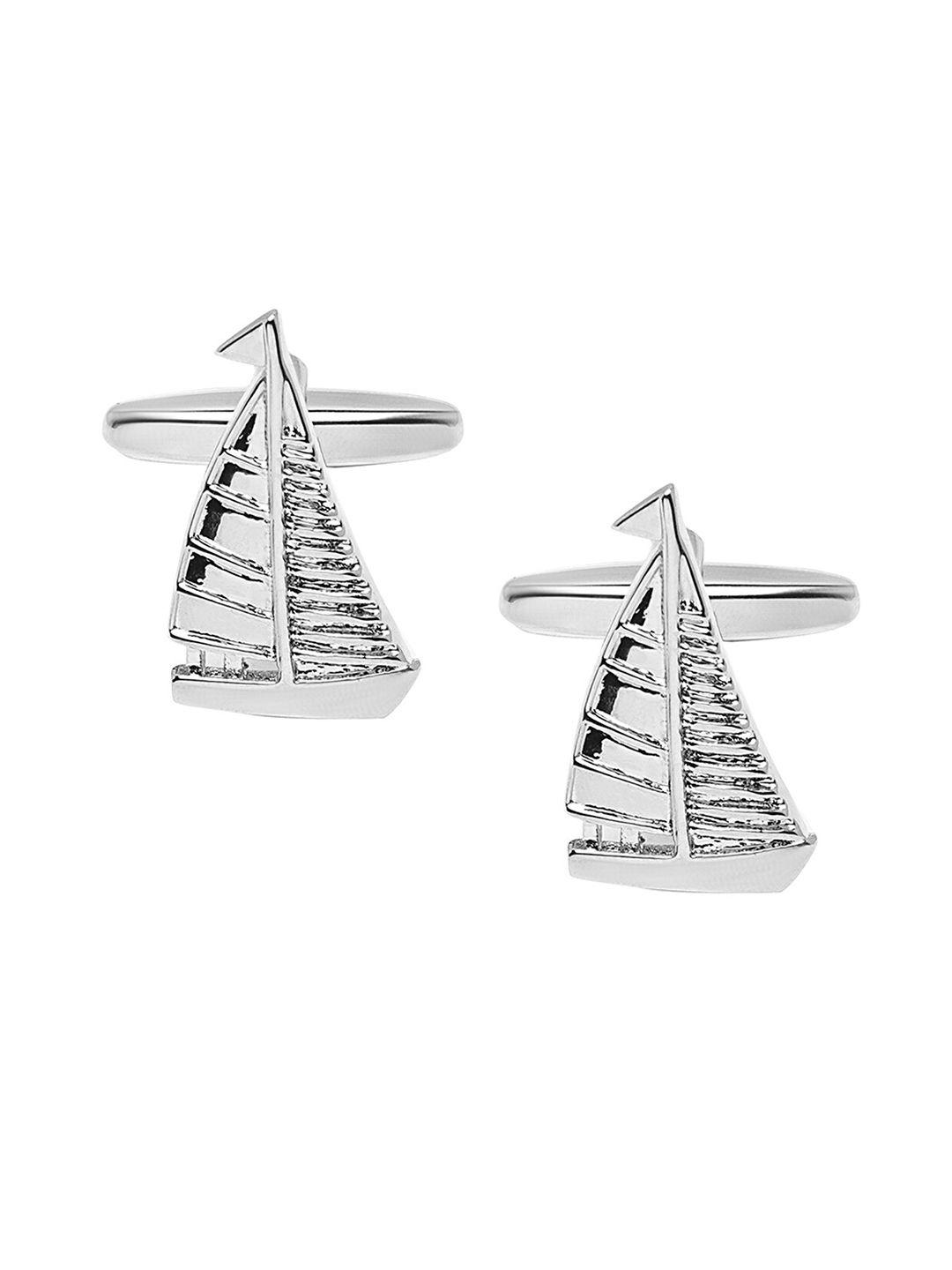 bodha silver-plated sail boat shaped cufflink