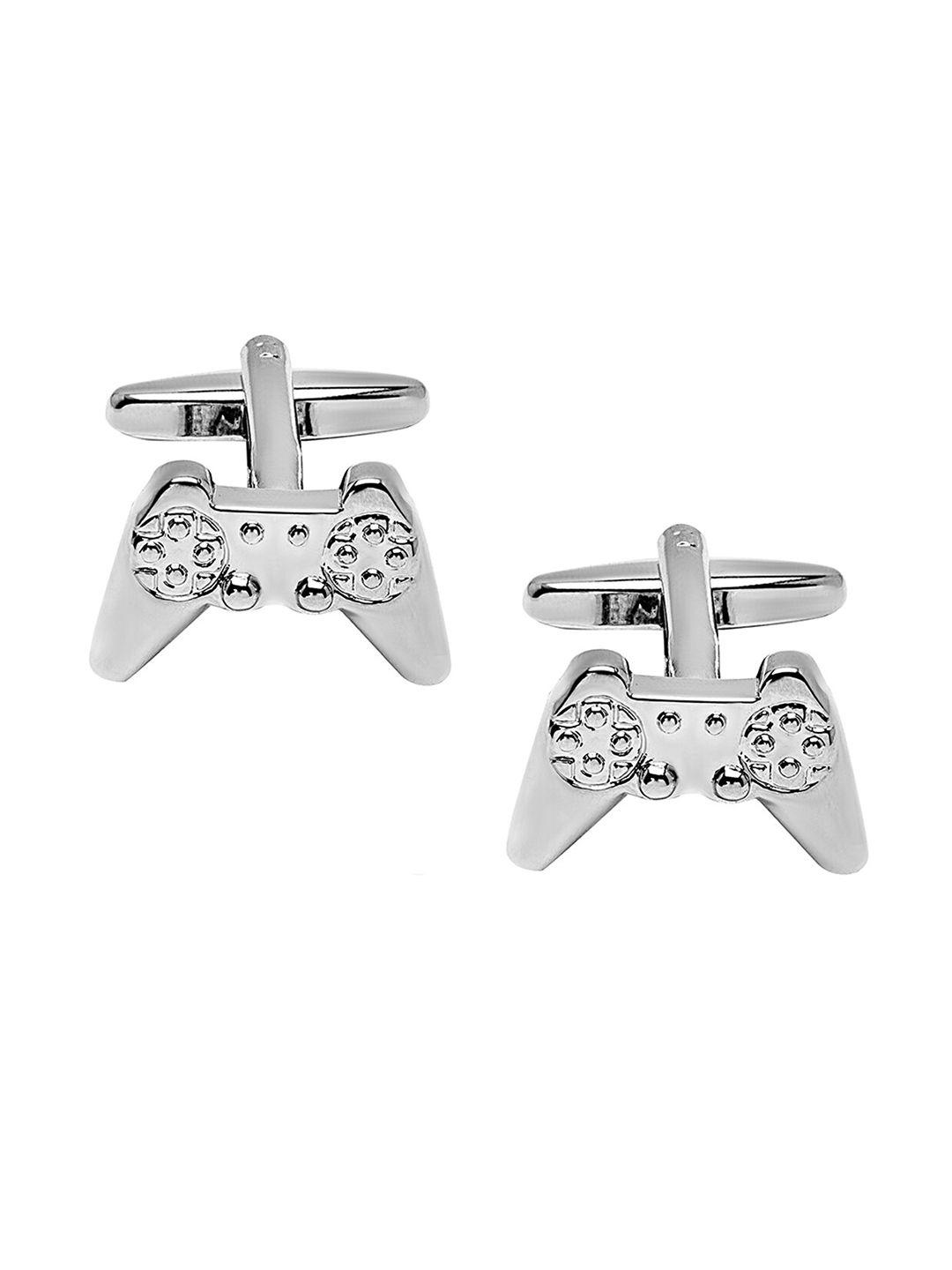 bodha silver-toned quirky gaming remote cufflink