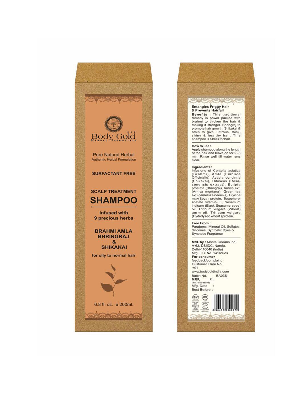 body gold brahmi amla bhringraj & shikakai surfactant free hair shampoo 200 ml