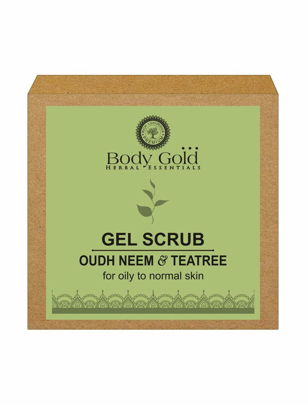 body gold oudh neem & tea tree face gel scrub for oily to normal skin - 50 g