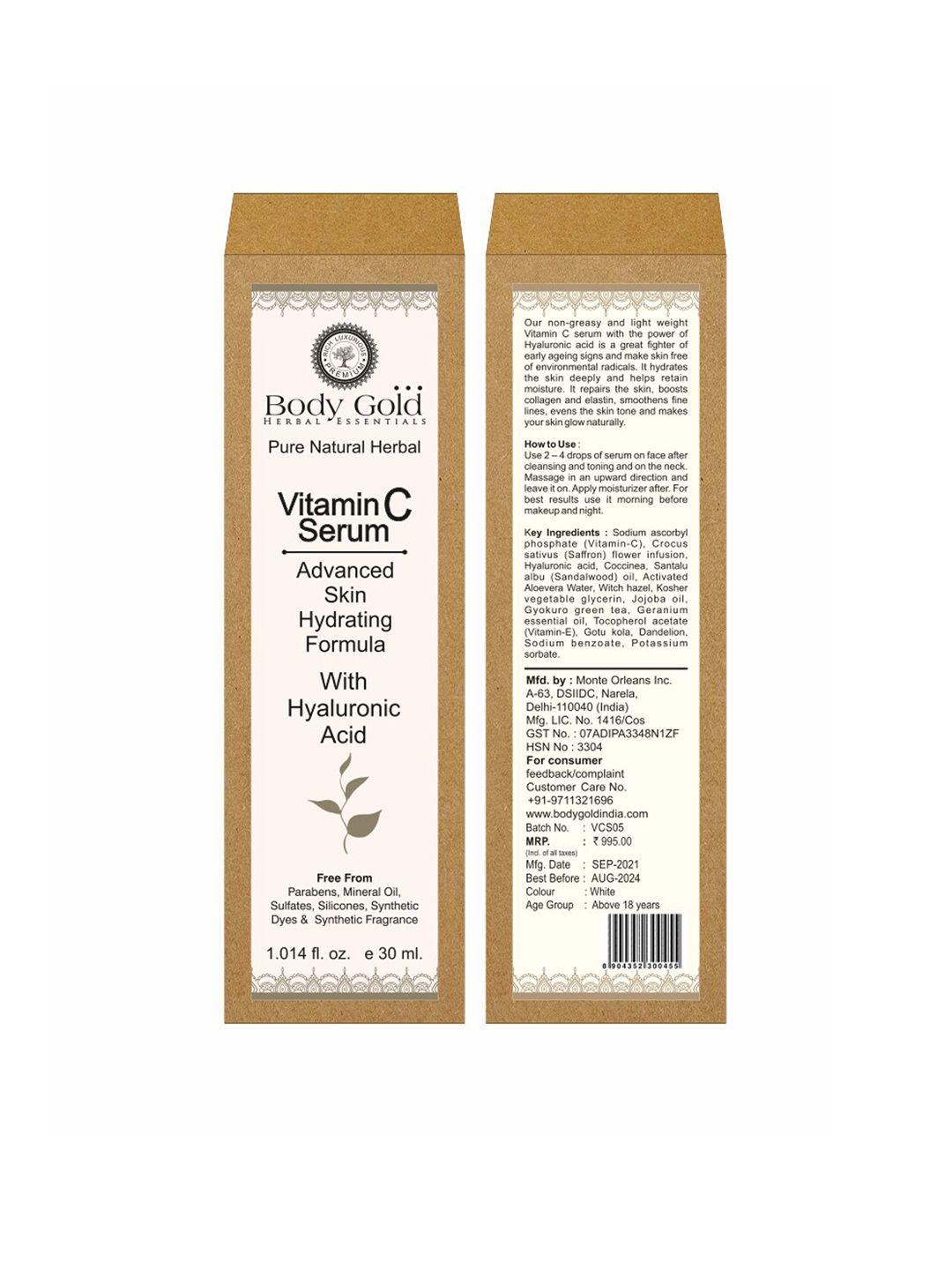 body gold green hydrating vitamin-c serum with hyaluronic acid 30 ml