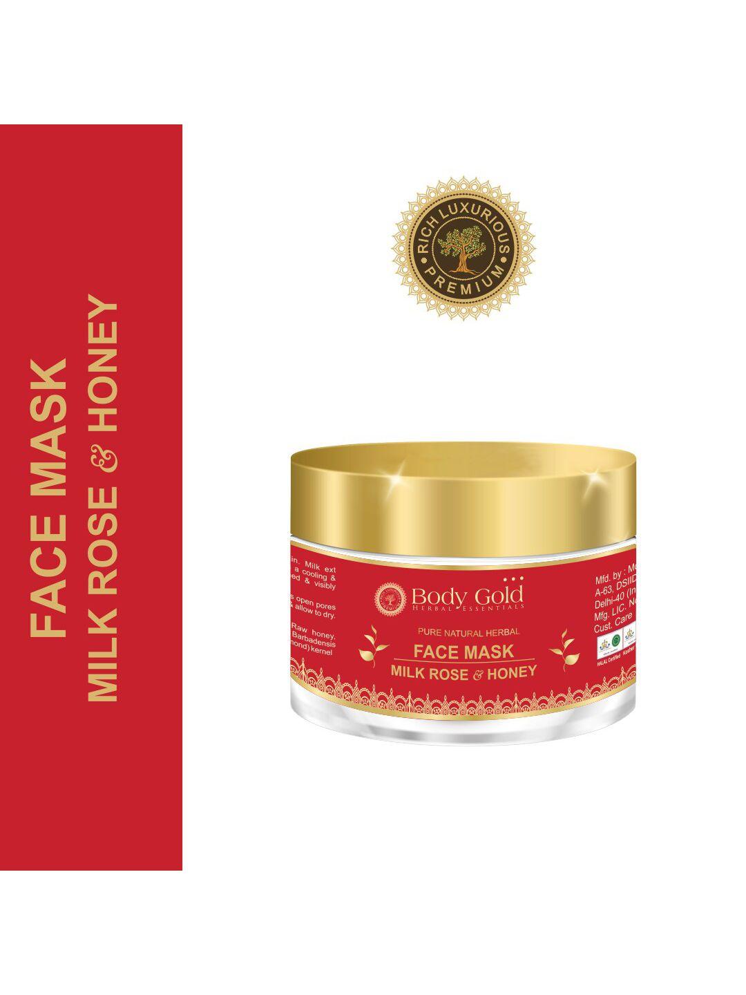 body gold pure natural herbal face mask with milk rose & honey - 60gm