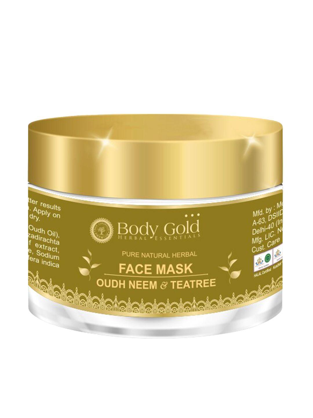 body gold pure natural herbal face mask with oudh neem & teatree - 60gm