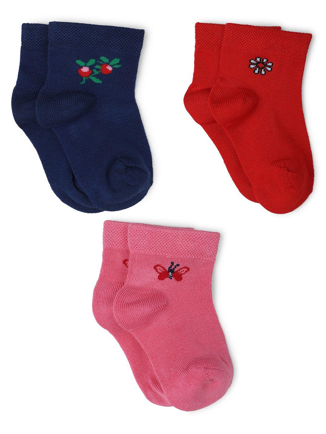 bodycare girls set of 3 assorted patterned ankle length cotton socks